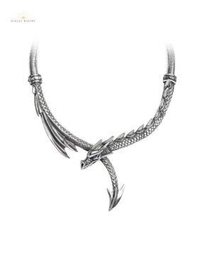 Handmade English Pewter Twisted Snake Dragon Pendant Necklace Fantasy